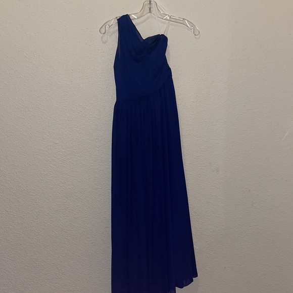 Navy 1 Shoulder Bridesmaid Dress w/ Custom Details - Picture 4 of 5